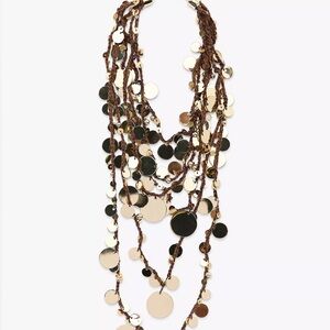 Zara Gold and Brown Disc Necklace
